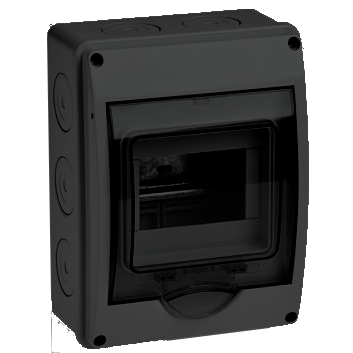 69005Ч Щиток о/п на 5 мод.с вертик.двер.200х150х98мм черный