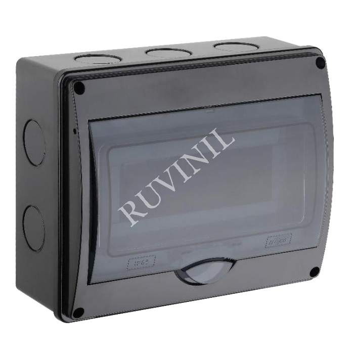 69011Ч Щиток о/п на 10 мод.с вертик.двер.250х200х107мм черный