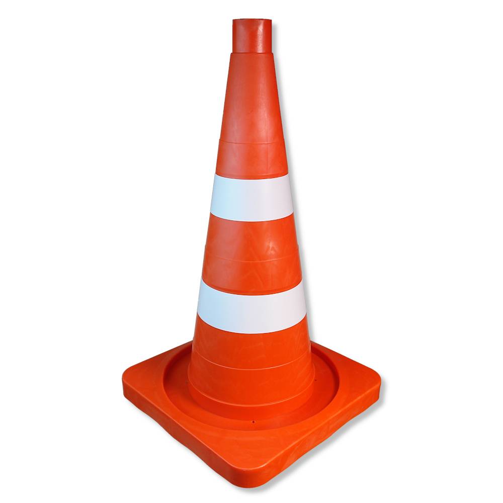 Конус дорожный h=510мм, 2 БЕЛЫЕ полосы, мягкий, квадратное основание